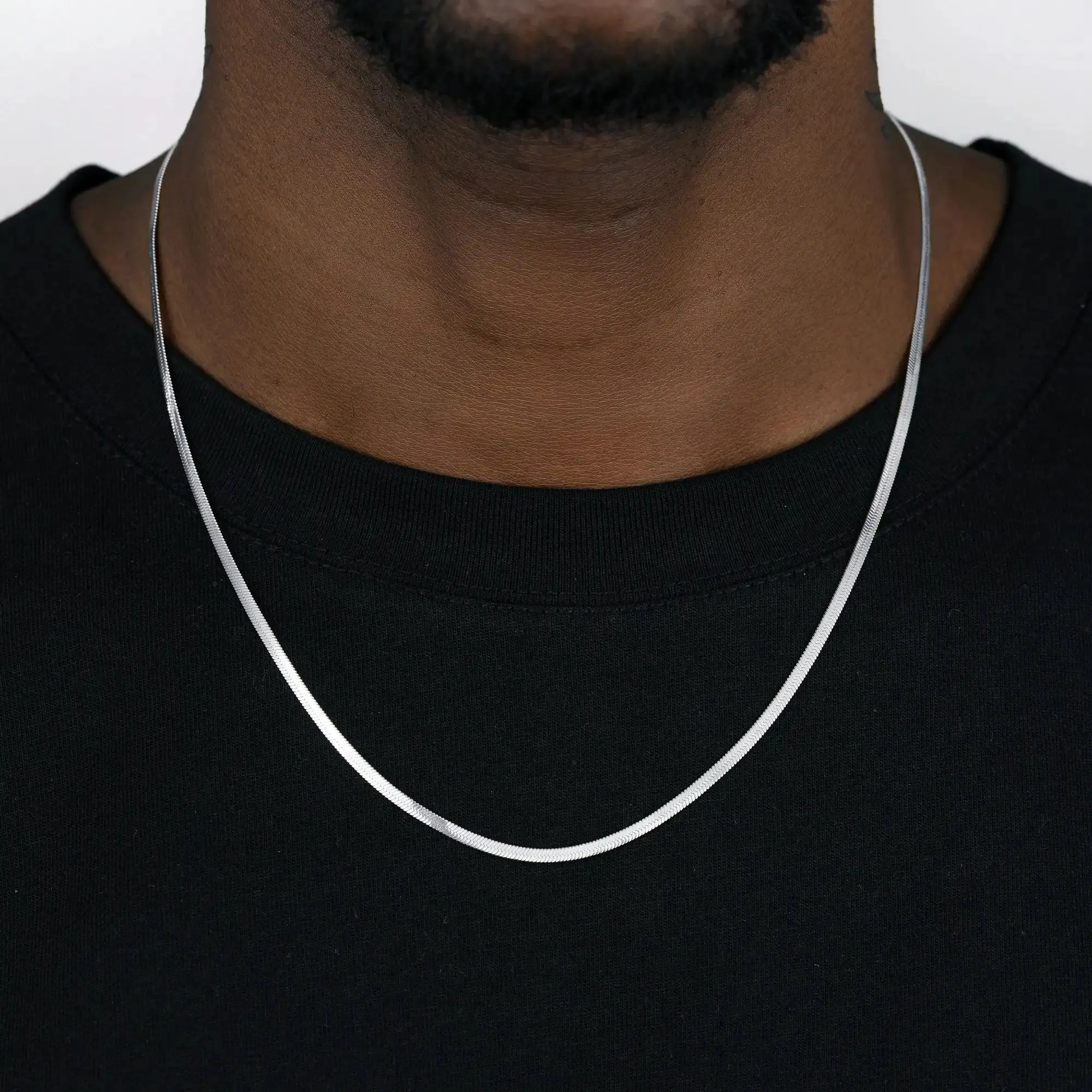 2.5mm Herringbone Chain - White Gold