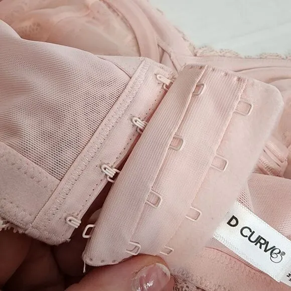 38DD Torrid Pink Lace Balconette Bra Unlined Retro Peacock Straight Back Underwi