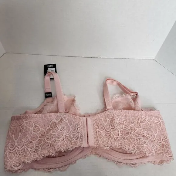 38DD Torrid Pink Lace Balconette Bra Unlined Retro Peacock Straight Back Underwi