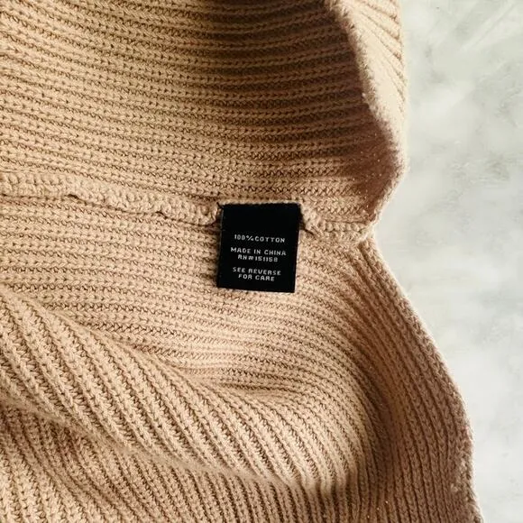 525 America Ribbed Tan Crew Sweater Cotton Pullover Large Relaxed Casual Fit