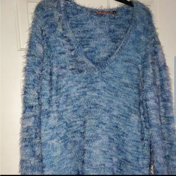 525 America Long Sleeve Sweater Tunic Dress V Neck Medium Eyelash Boho Grunge