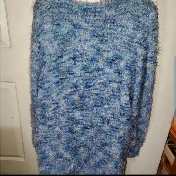 525 America Long Sleeve Sweater Tunic Dress V Neck Medium Eyelash Boho Grunge