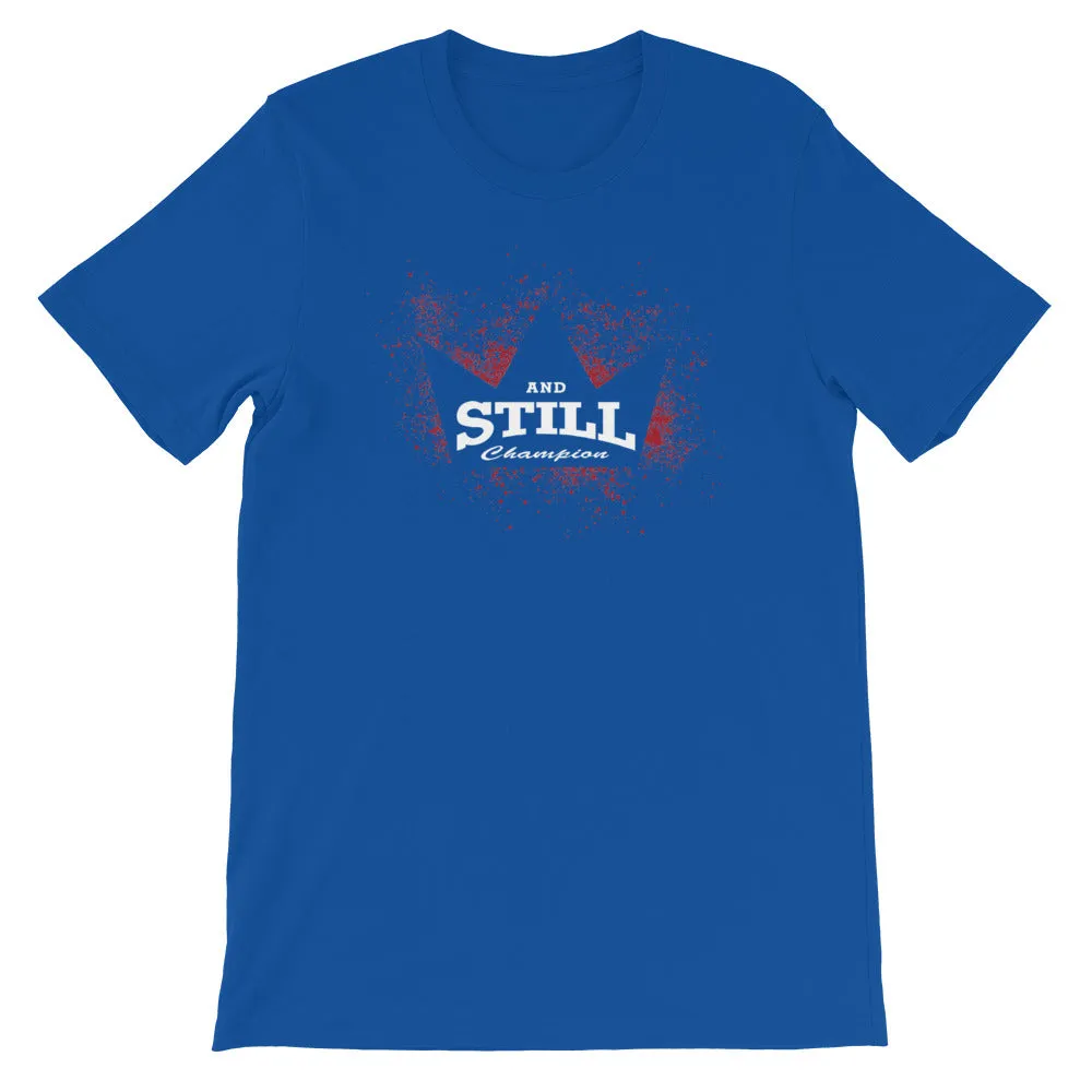 And Still Champion in crown men's T-shirt with ASC logo on back label