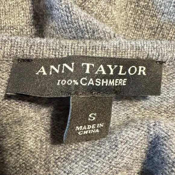 ANN TAYLOR Cashmere Gray Drape Neck Sweater