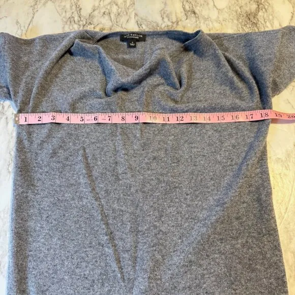 ANN TAYLOR Cashmere Gray Drape Neck Sweater