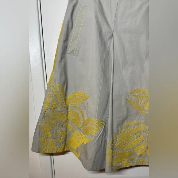 Anthropologie Floreat Longwood Embroidered  Oversized Floral A Line Skirt 12