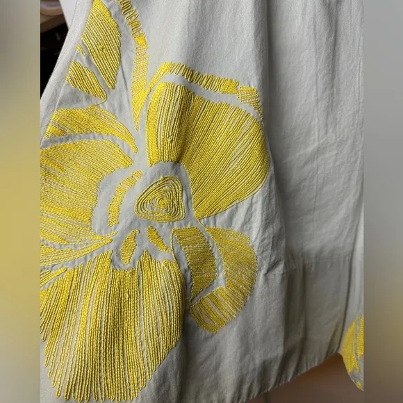 Anthropologie Floreat Longwood Embroidered  Oversized Floral A Line Skirt 12