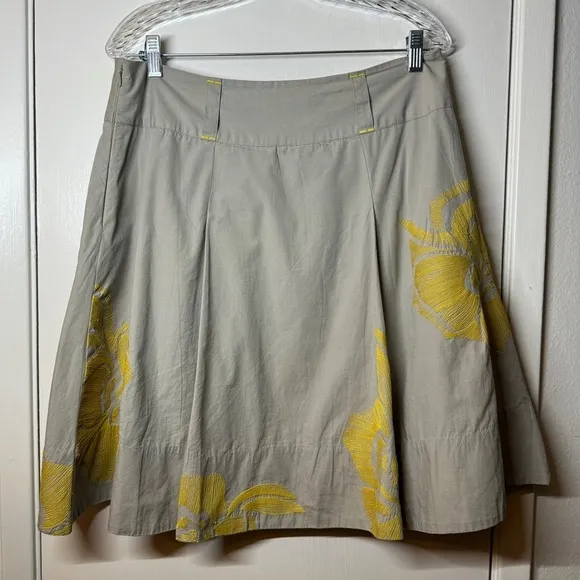 Anthropologie Floreat Longwood Embroidered  Oversized Floral A Line Skirt 12