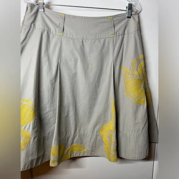Anthropologie Floreat Longwood Embroidered  Oversized Floral A Line Skirt 12