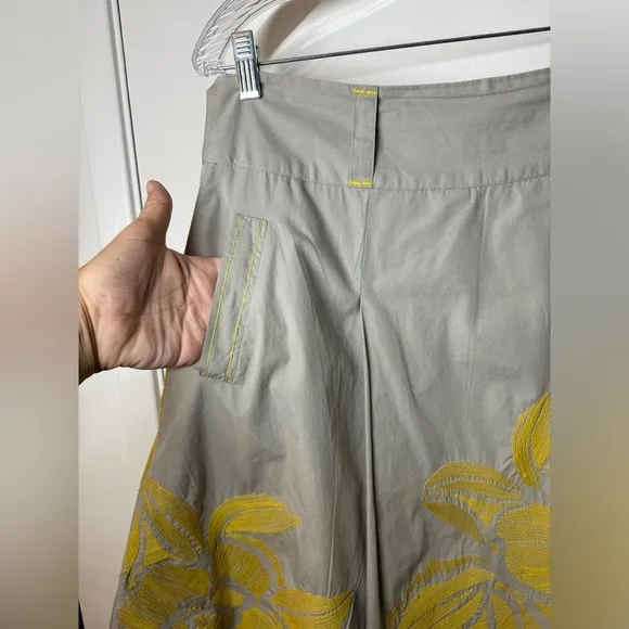 Anthropologie Floreat Longwood Embroidered  Oversized Floral A Line Skirt 12