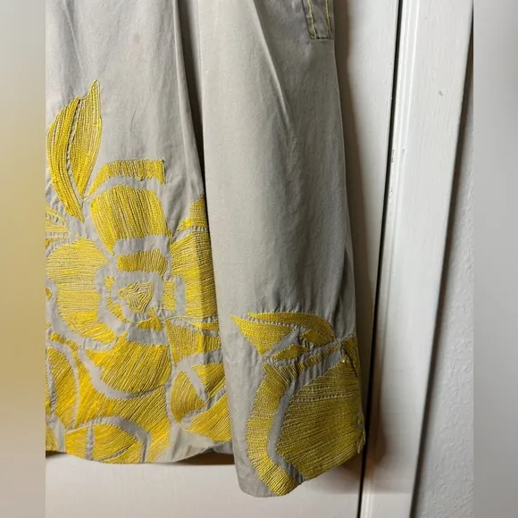 Anthropologie Floreat Longwood Embroidered  Oversized Floral A Line Skirt 12