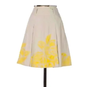 Anthropologie Floreat Longwood Embroidered  Oversized Floral A Line Skirt 12