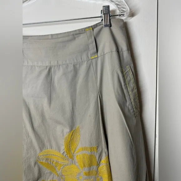 Anthropologie Floreat Longwood Embroidered  Oversized Floral A Line Skirt 12