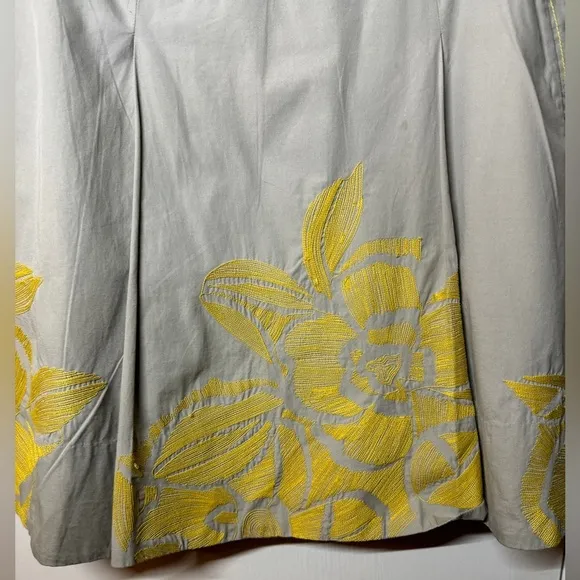 Anthropologie Floreat Longwood Embroidered  Oversized Floral A Line Skirt 12
