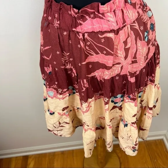 Anthropologie Othilia Thessaly Tiered Mini Skirt Red Motif