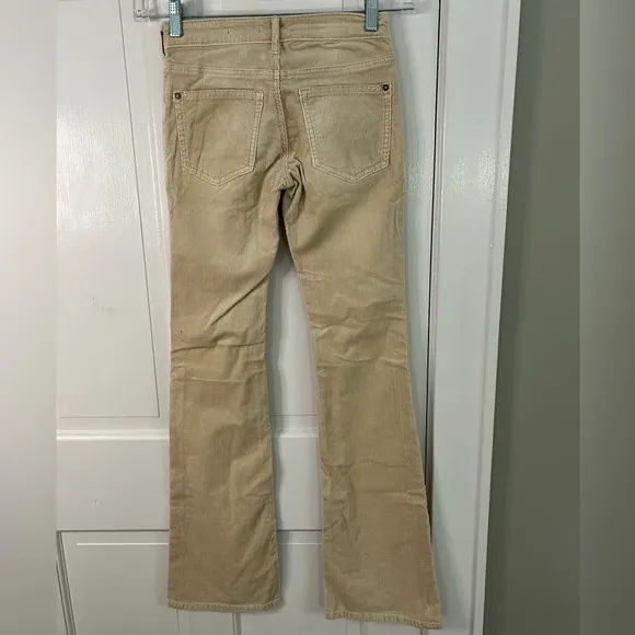 Anthropologie Pilcro Icon Flare Corduroy Pants Jeans Lowrise Cream Size 24T New