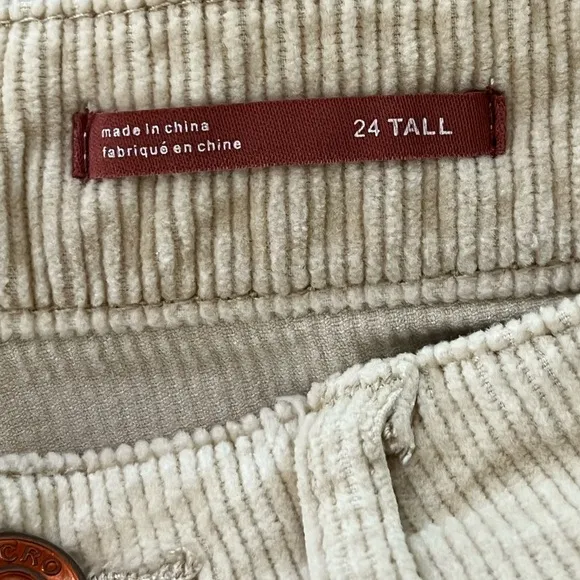 Anthropologie Pilcro Icon Flare Corduroy Pants Jeans Lowrise Cream Size 24T New