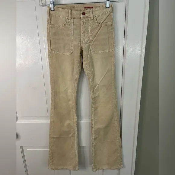 Anthropologie Pilcro Icon Flare Corduroy Pants Jeans Lowrise Cream Size 24T New