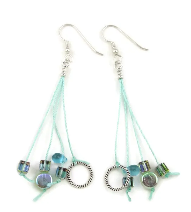 Aqua Silk Dangles Earrings