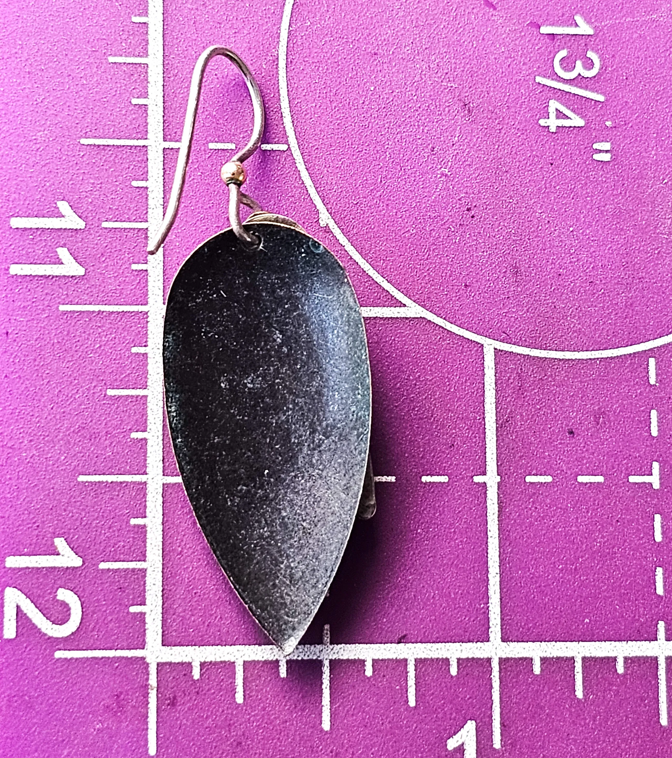 Artisan Hammered sterling silver layered textured patinated earrings