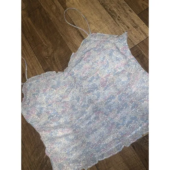 Astr The Label Blue Multi Ditzy Daisy Ruched Cami XL spring floral revolve boho