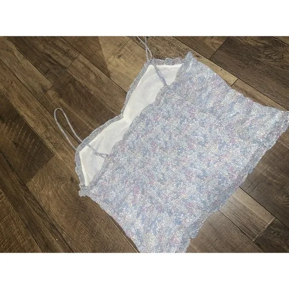 Astr The Label Blue Multi Ditzy Daisy Ruched Cami XL spring floral revolve boho