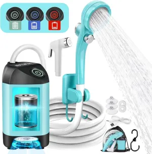 AUTOPkio Portable Camping Shower Pump - Camp Shower with Outdoor Showerhead Sprayer & Rechargeable 4500mAh Battery Pump for Camping, Travel, Hiking, Car Washing, Pet Bath(Green)