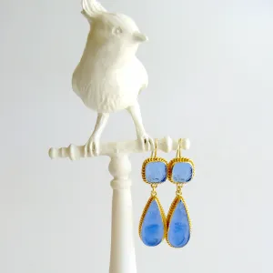 Azure Blue Intaglio Cameo Earrings - Cipressa Earrings