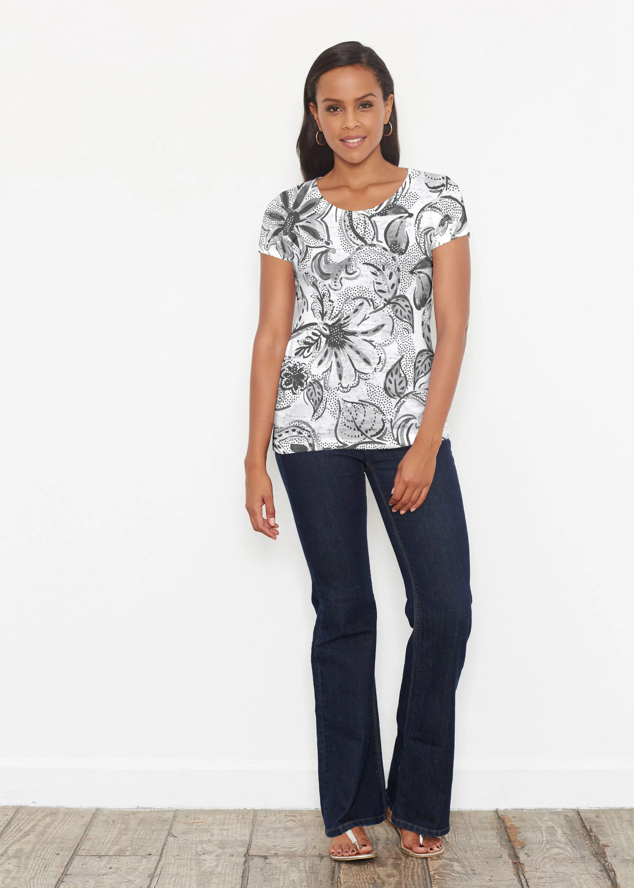 Baltic Watercolor Black (7697) ~ Signature Short Sleeve Scoop Shirt