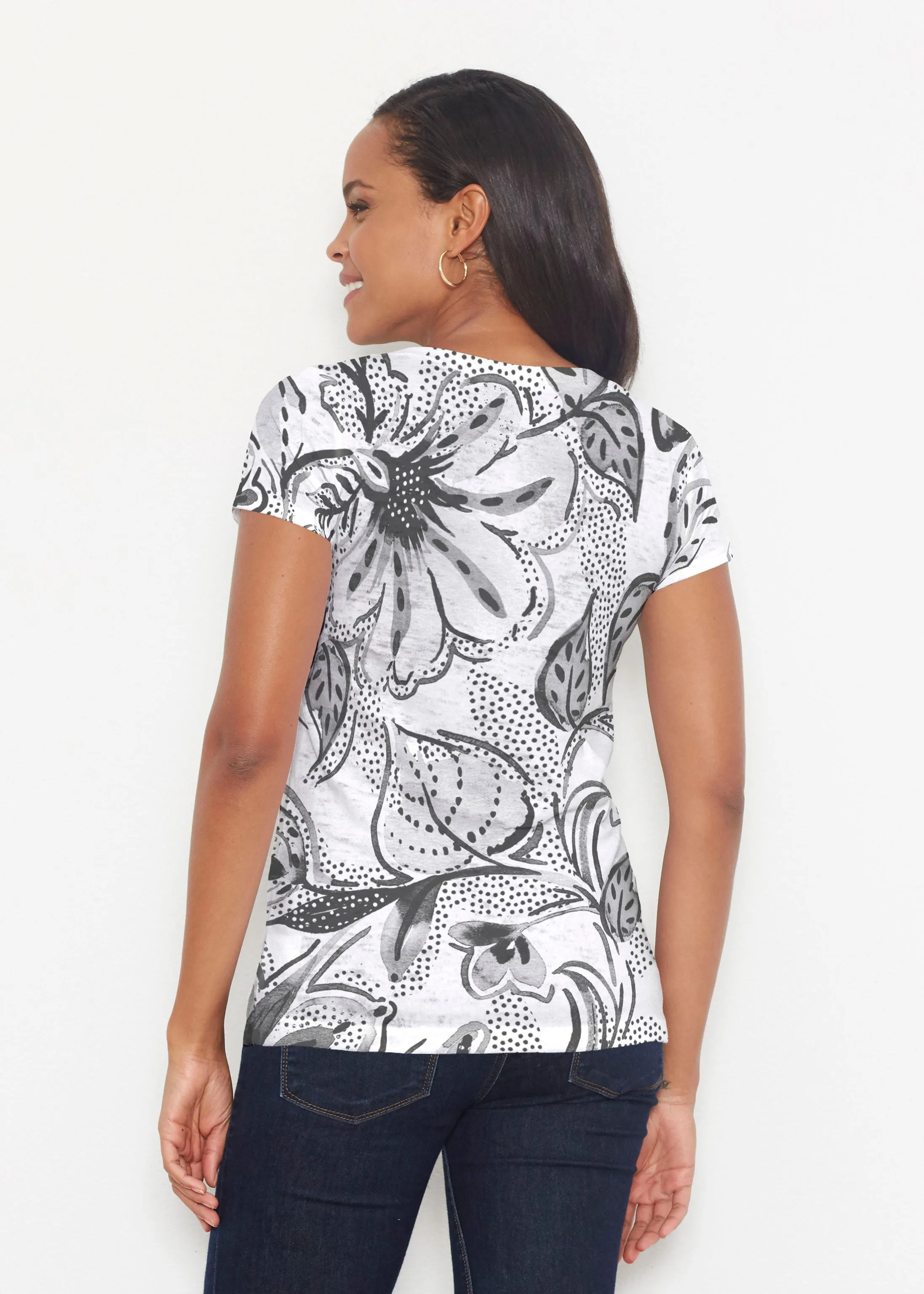 Baltic Watercolor Black (7697) ~ Signature Short Sleeve Scoop Shirt