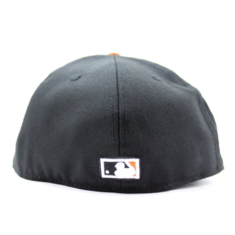 BATTLE OF THE BAY San Francisco Giants 1989 World Series Patch New Era 59Fifty Fitted Hats (Glow in the Dark Patch BLACK Floral UNDER BRIM)