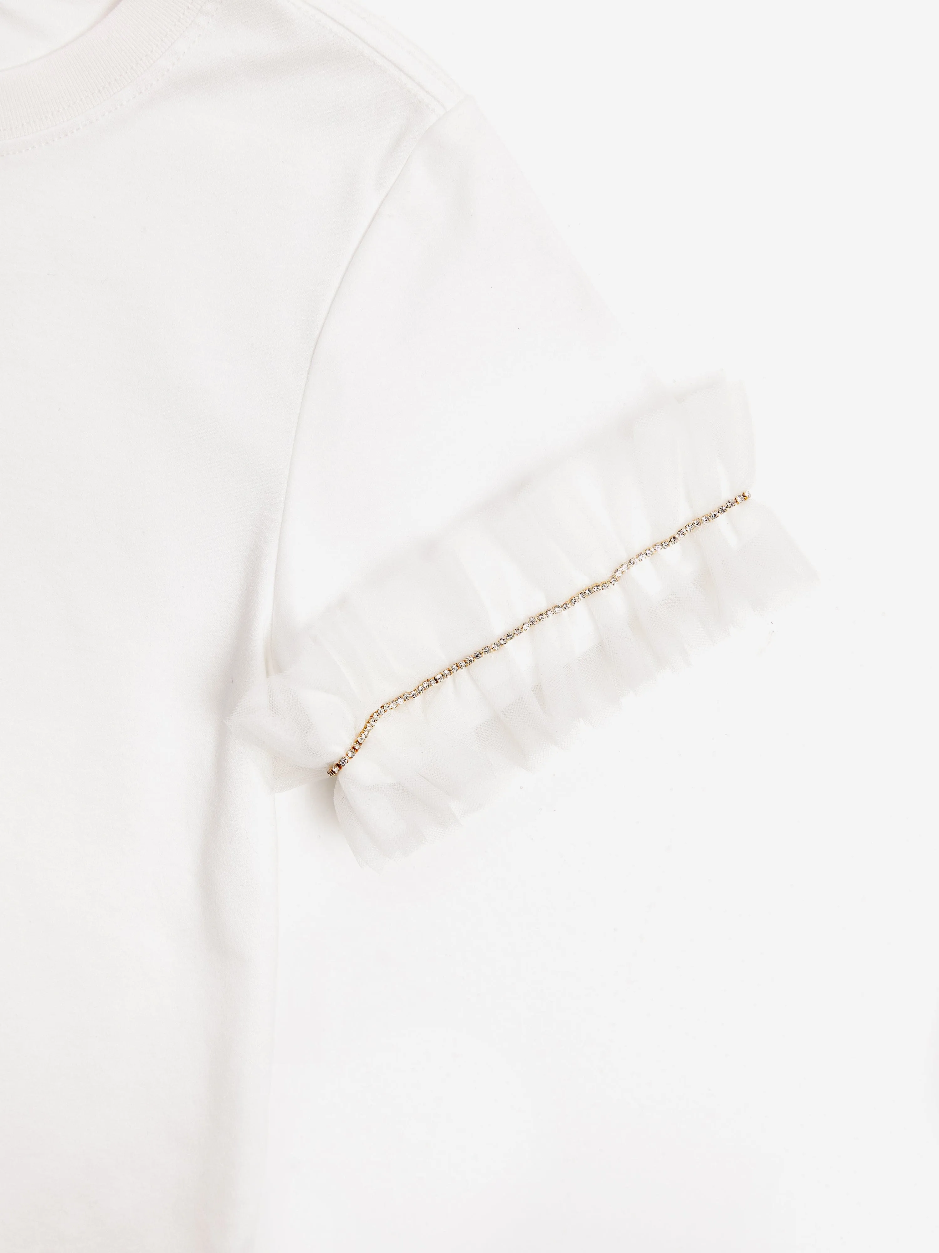BCBG Girls Ruffle Sleeve T-Shirt in White