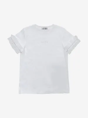 BCBG Girls Ruffle Sleeve T-Shirt in White
