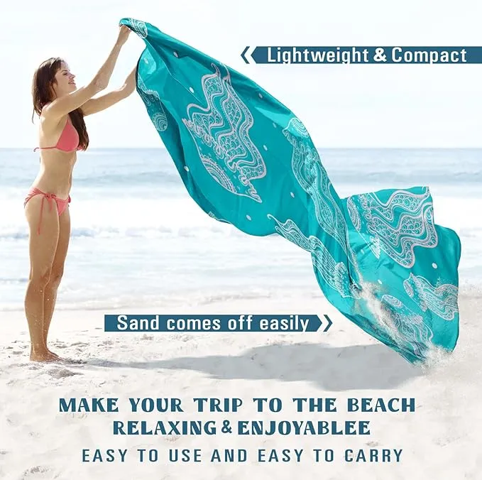 Beach Blanket Sandproof Waterproof 78''×110'' 1-7Adults Oversized,Compact Lightweight Durable Beach Mat for Travel Camping Hiking Picnic Blanket