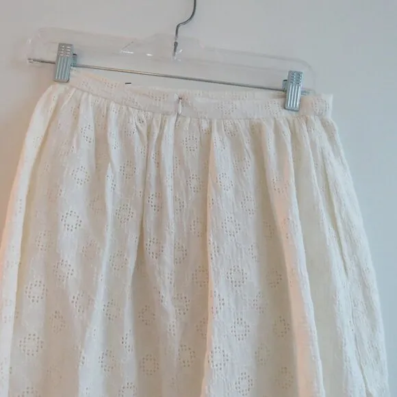 BEC   BRIDGE White Eyelet Lace Midi Skirt Coastal Neutral Boho - Size US 4