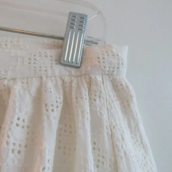 BEC   BRIDGE White Eyelet Lace Midi Skirt Coastal Neutral Boho - Size US 4