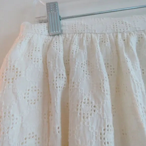 BEC   BRIDGE White Eyelet Lace Midi Skirt Coastal Neutral Boho - Size US 4