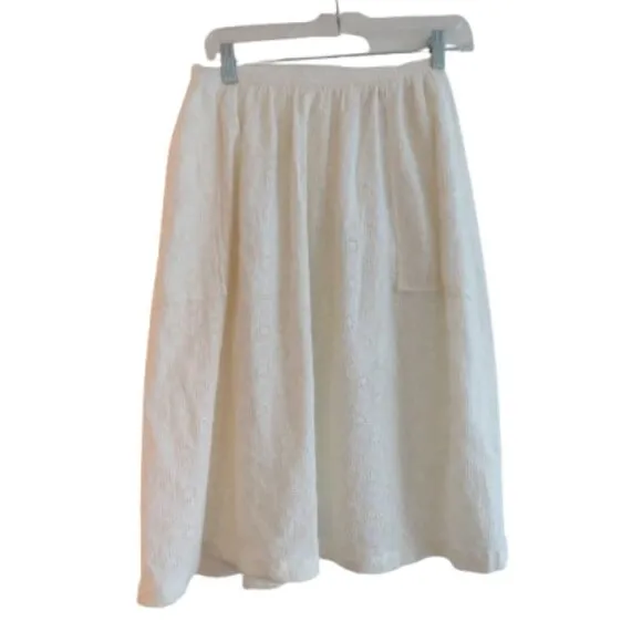 BEC   BRIDGE White Eyelet Lace Midi Skirt Coastal Neutral Boho - Size US 4