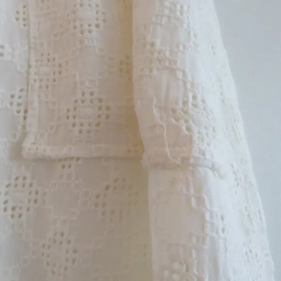 BEC   BRIDGE White Eyelet Lace Midi Skirt Coastal Neutral Boho - Size US 4