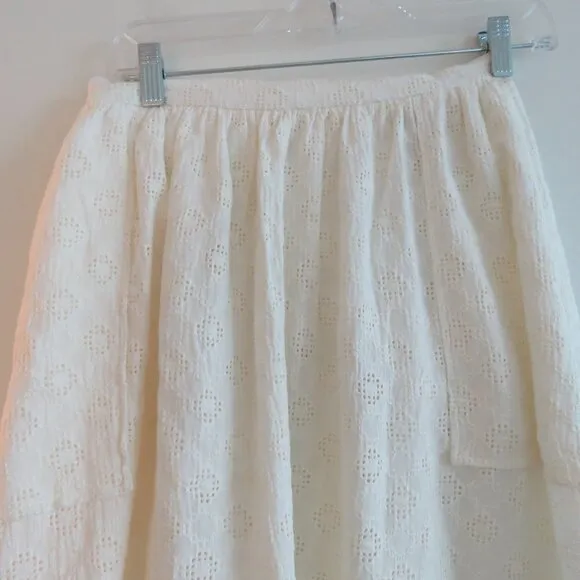 BEC   BRIDGE White Eyelet Lace Midi Skirt Coastal Neutral Boho - Size US 4