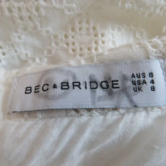 BEC   BRIDGE White Eyelet Lace Midi Skirt Coastal Neutral Boho - Size US 4
