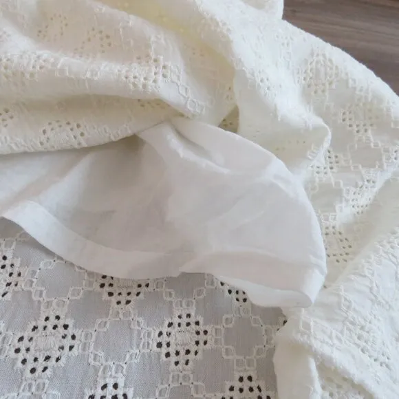 BEC   BRIDGE White Eyelet Lace Midi Skirt Coastal Neutral Boho - Size US 4