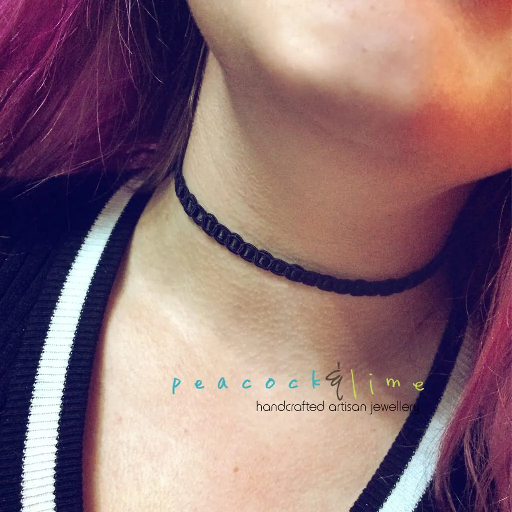 better than basic II // boho simple thin black ribbon choker