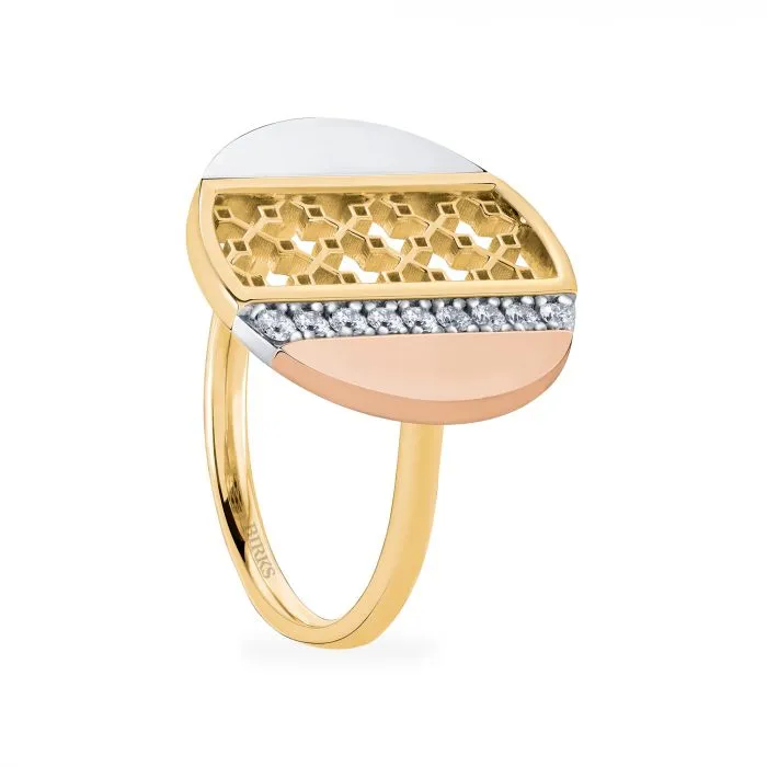 Birks Tri Gold Dare to Dream Circle Ring Size 7
