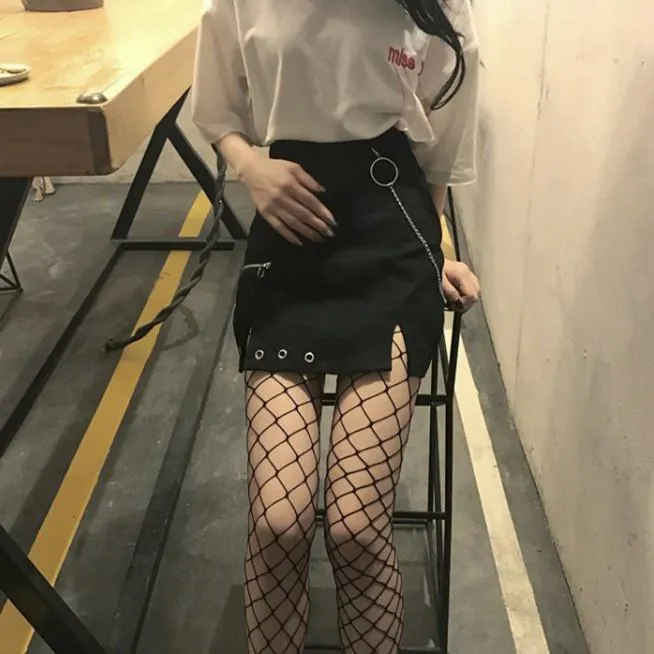 Black Retro Chic Punk Ring Skirt KF2037