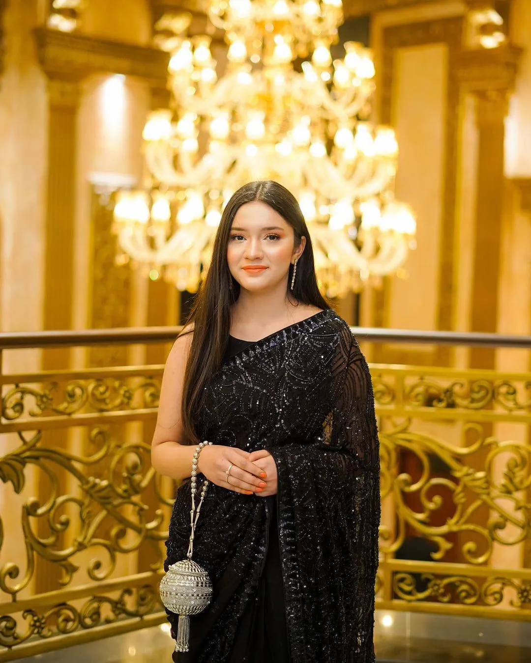 Black Sequins Party Wear Saree