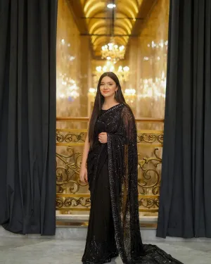 Black Sequins Party Wear Saree