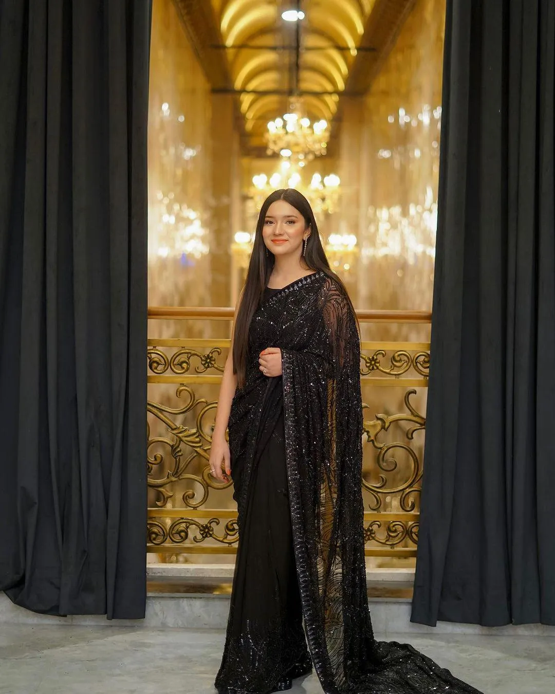 Black Sequins Party Wear Saree