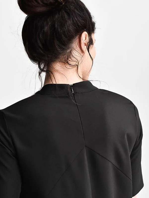 Black Short Sleeves Long Dress