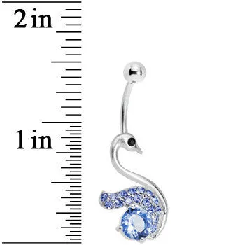Blue Gem Graceful Paved Swan Belly Ring